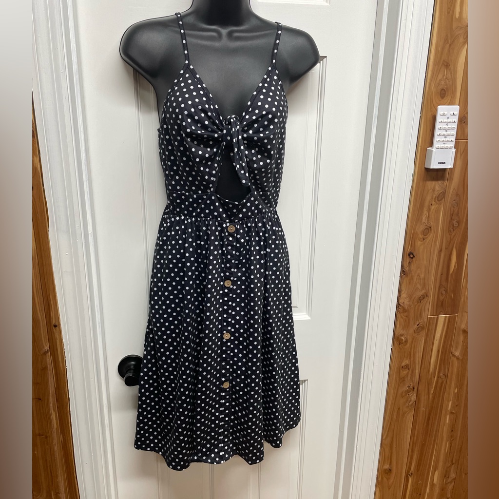 Black Polka Dot Fit And Flare Dress